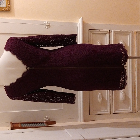 Adrianna Papell Evening burgundy lace dress Sz 6P